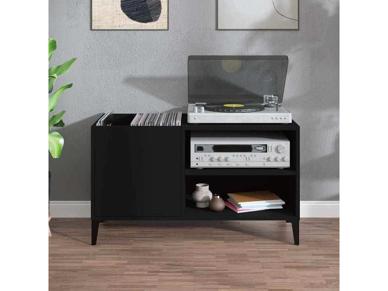  Armoire à disques, armoire de rangement noir 84,5x38x48 cm bois d'ingénierie  - Conforama C