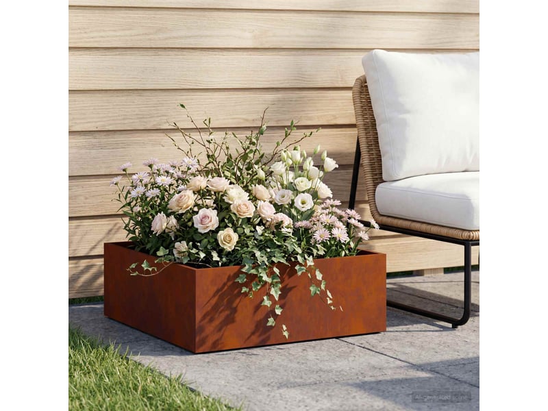  Jardinière - cache-pot de jardin rouillé 60 x 60 x 20 cm acier patiné  - Conforama B