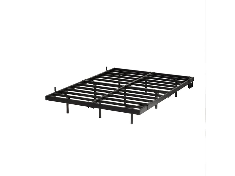  Cadre de lit, lit double 140x190 cm, led, station de recharge, métal noir, sommier à lattes  - Conforama B