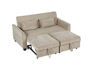 Canapé convertible 2 places dossier inclinable 2 coussins tissu chenille taupe
