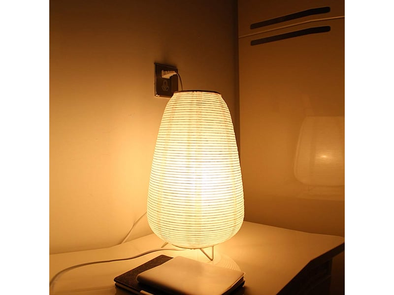  Lampe de table style japonais en papier de riz – lumière douce et chaleureuse, pour chevet, chambre et table  - Conforama C