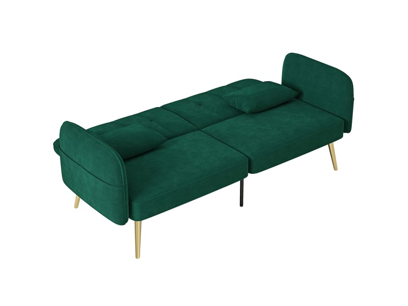 Canapé convertible 2 places canapé-lit canapé clic-clac en tissu velours avec réglable dossier, vert foncé - Conforama B