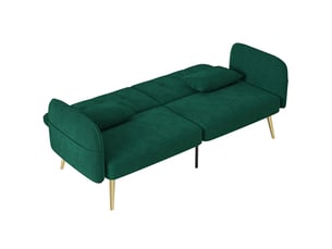 Canapé convertible 2 places canapé-lit canapé clic-clac en tissu velours avec réglable dossier, vert foncé