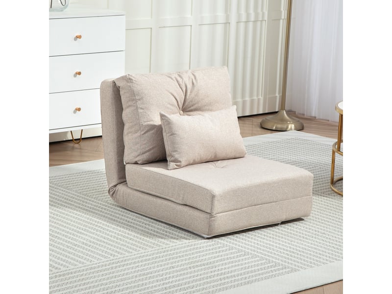  Fauteuil convertible chauffeuse inclinable - coussin inclus - tissu beige  - Conforama B