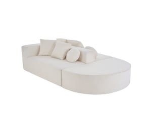 Canapé modulaire convertible 5 places en tissu blanc, mousse haute densité, sans montage pour votre salon