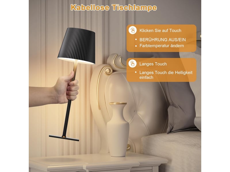  Lampe de table sans fil à intensité variable tactile batterie 3 températures de couleur  - Conforama B