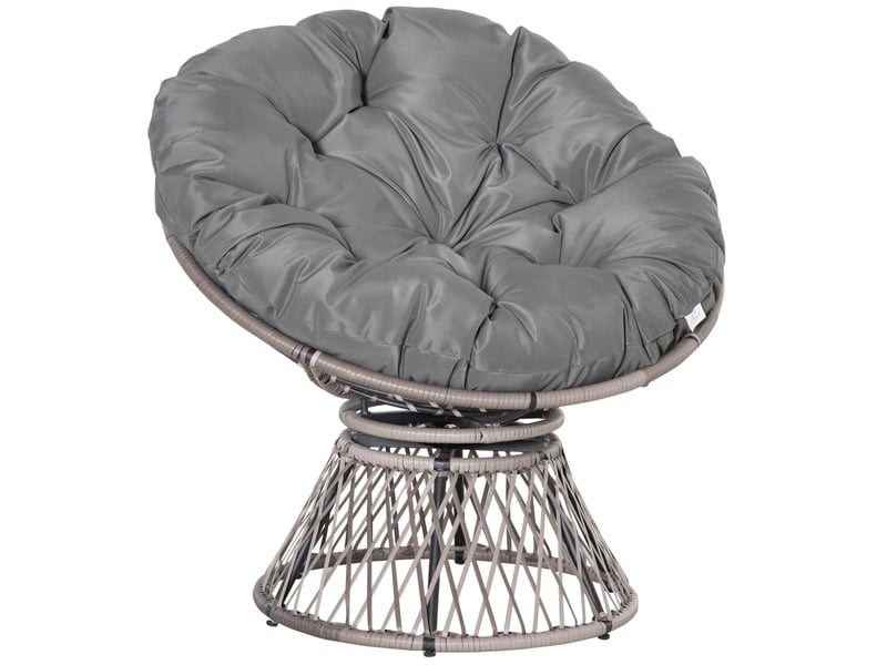 Fauteuil papasan rotatif 360° avec coussin gris 87 x 97 x 86 cm homvra - Conforama B