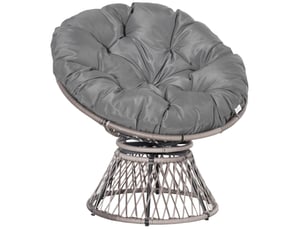 Fauteuil papasan rotatif 360° avec coussin gris 87 x 97 x 86 cm homvra