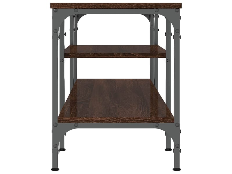  Meuble tv - banc tv - meuble de rangement chêne marron 121x35x45 cm bois d'ingénierie et fer  - Conforama E