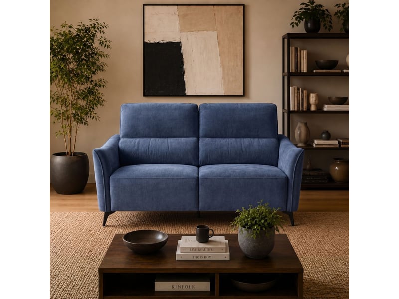  Canapé 2 places fixe tissu waterproof bleu - garios GARIOS - Conforama C