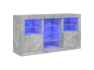 Buffet - bahut - meuble de rangement avec lumières led gris béton 123x37x67 cm