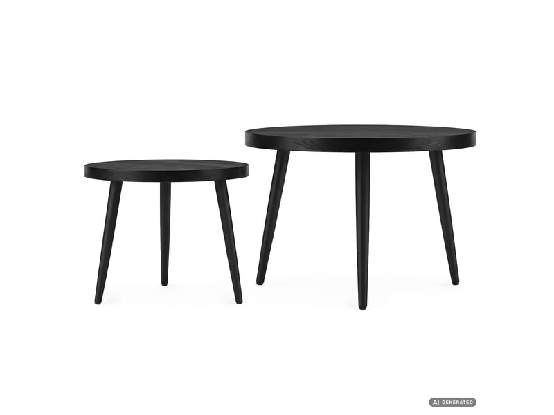 Lot de 2 tables basses twino noires 52 cm rondes pieds noirs 52x52x45 cm et 38x38x38 cm TWINO - Conforama B