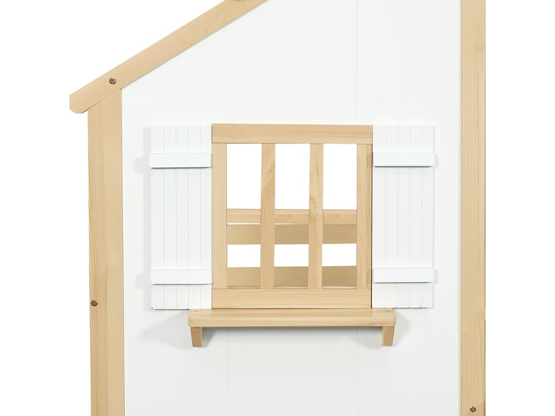  Lit superposé cabane enfant 2 x 90 x 200 cm blanc et naturel Fay Lum - Conforama D