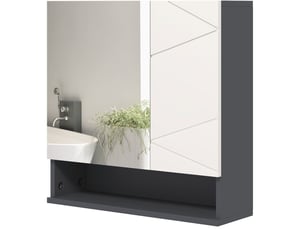 Armoire miroir de salle de bain 55 x 17 x 55 cm – gris – rangement mural anti-buée avec étagère réglable
