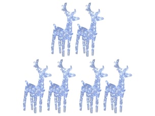 Rennes de noël 6 pcs 240 led blanc froid acrylique