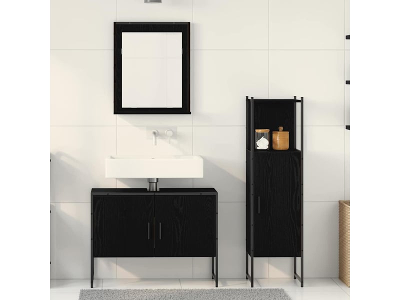 Ensemble de mobilier de salle de bain 3 pc noir cf64411 - Conforama D