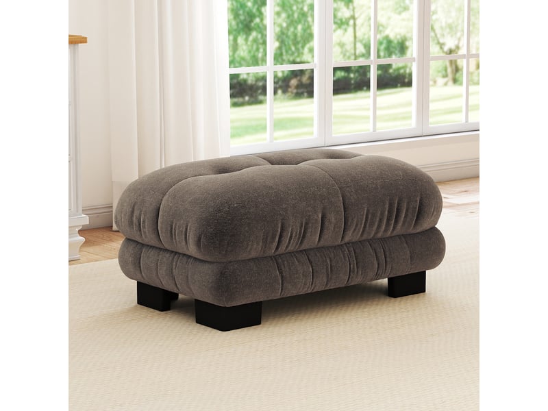 Pouf repose-pieds salon - 112x68x52 cm - ottoman velours confortable en chenille - marron - Conforama B