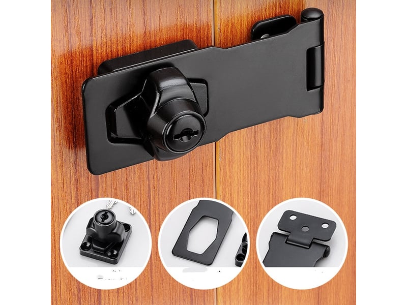  Loquet porte à clé à angle droit de 90 degrés avec bouton tournant pour placard noir 2.5 inch 2pcs  - Conforama B