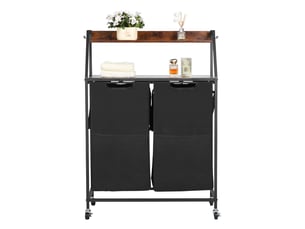 Vevor trieur de linge 2 niveaux 2 compartiments avec roulettes et crochets noir