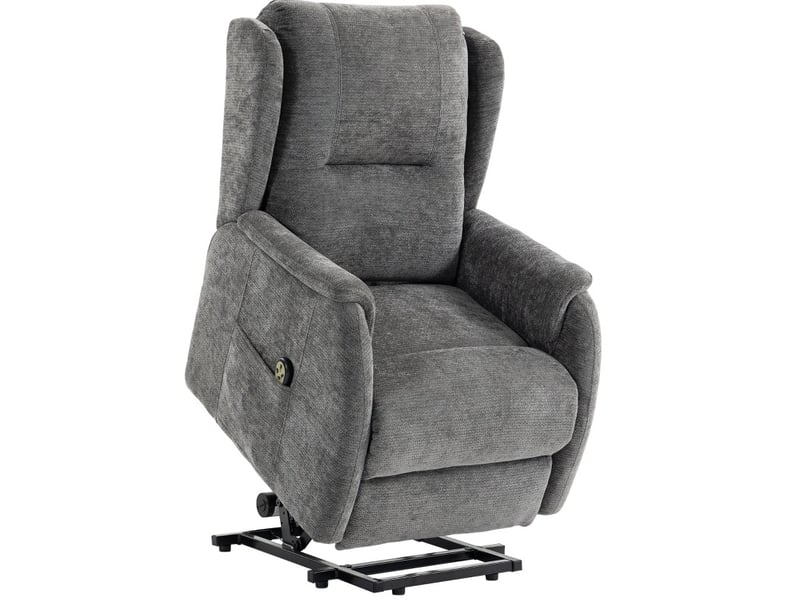  Fauteuil relax électrique releveur avec télécommande et poches latérales gris foncé  - Conforama A