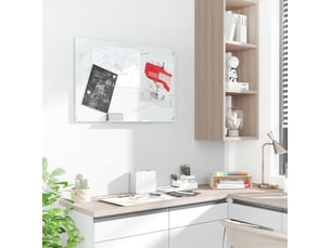 Tableau blanc magnétique en verre 90 x 60 cm blanc, avec accessoires pour écriture et planification murale