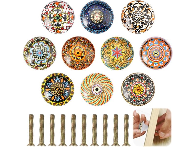  10 unités de boutons de céramique, en plusieurs couleurs, boutons pour meubles  - Conforama B