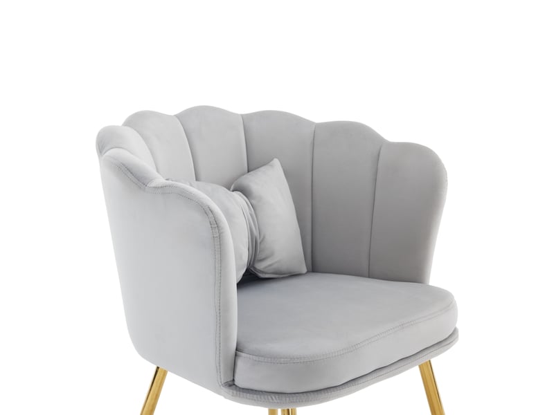  Lot de 6 chaises en velours avec dossier pétale, pieds dorés et coussins papillon pour salon ou bureau  - Conforama D