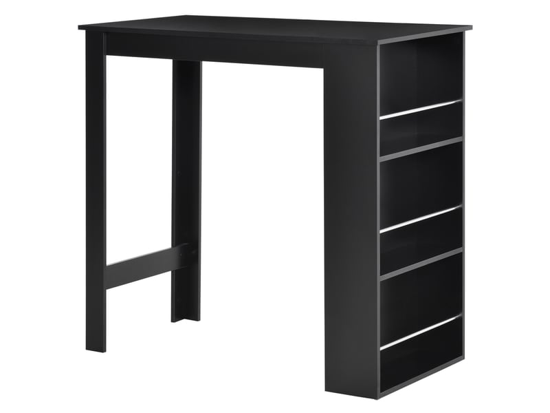  Table haute de bar, table de cuisine avec 3 étagères latérales, style moderne, pour salle à manger ou salon, 112 x 57 x 106 cm, noire  - Conforama A