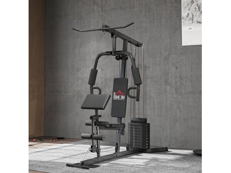 Poste de force avec bloc de poids de 45 kg 180 x 108 x 200cm acier noir - Conforama B