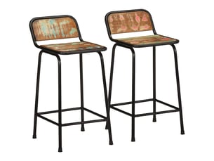 Lot de 2 tabouret de bar, chaise de bar 46x35,5x80cm bois massif récupération