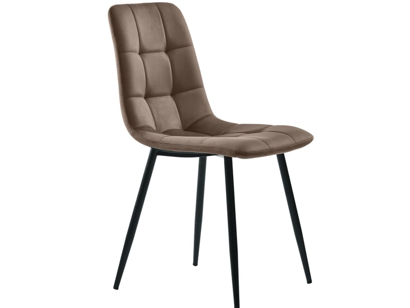 Lot de 4 chaises de salle à manger en velours marron avec pieds en métal  - Conforama D