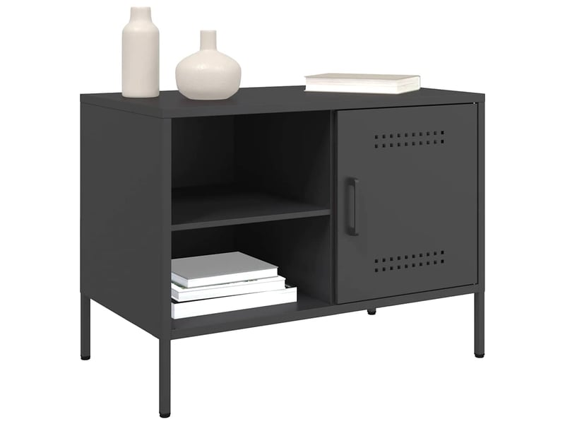  Meuble tv - banc tv - meuble de rangement noir 68x39x50,5 cm acier  - Conforama D