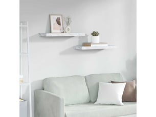 Lot de 2 étagères murales, étagères flottantes, étagères suspendues marbre blanc 60 x 23,5 x 3,8 cm cf41808