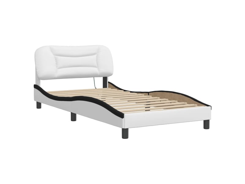  Lit simple- lit adulte -  cadre de lit avec led sans matelas hvar blanc et noir 100x200 cm  - Conforama B