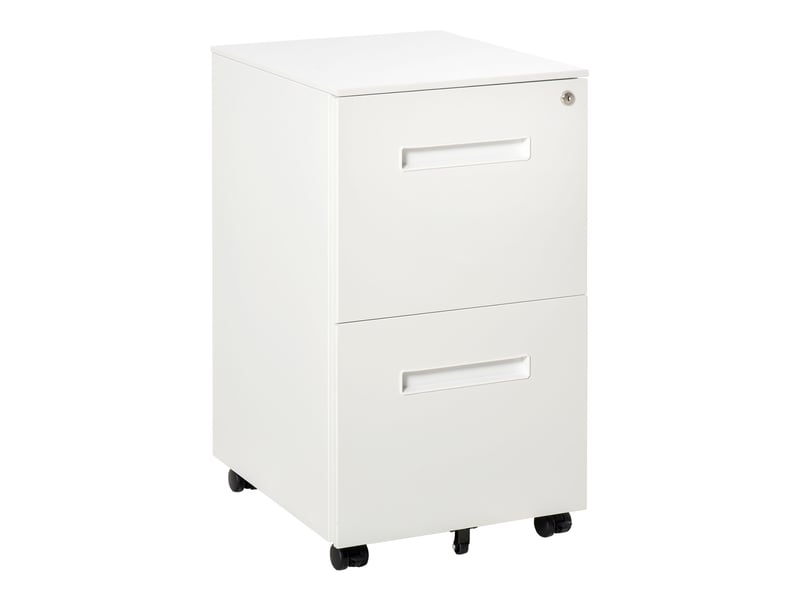  Classeur mobile, armoire de classement, cloison, verrouillage centralisé, structure en acier, 5 roulettes, blanc, 39 x 48 x 67 cm  - Conforama A