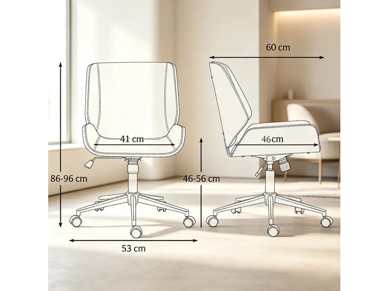 Chaise de bureau ergonomique avec hauteur réglable et rotation 360°, noir et marron foncé  - Conforama D