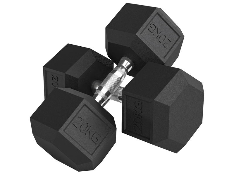  Lot de 2 haltères courtes poids 40 kg, haltère hexagonale entraînement musculaire &amp; haltérophilie, noir  - Conforama A