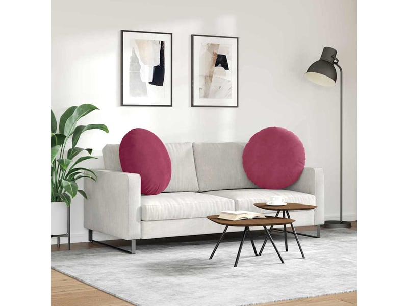  Lot de 2 coussins de siège, coussins décoratifs velours bordeaux ø 80 x 29 cm cf59885  - Conforama D