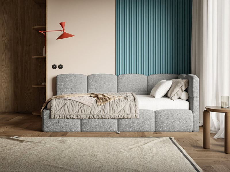 Selsey cloudy - lit rembourré - 170x185 cm - bouclé gris - côté droit Cloudy - Conforama B