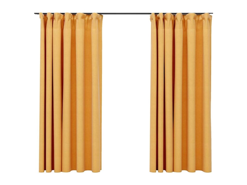  Lot de 2 rideaux occultants, rideaux black-out aspect lin et crochets jaune 140x175cm cf44540  - Conforama A