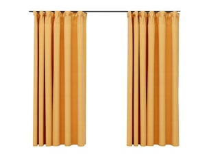 Lot de 2 rideaux occultants, rideaux black-out aspect lin et crochets jaune 140x175cm cf44540