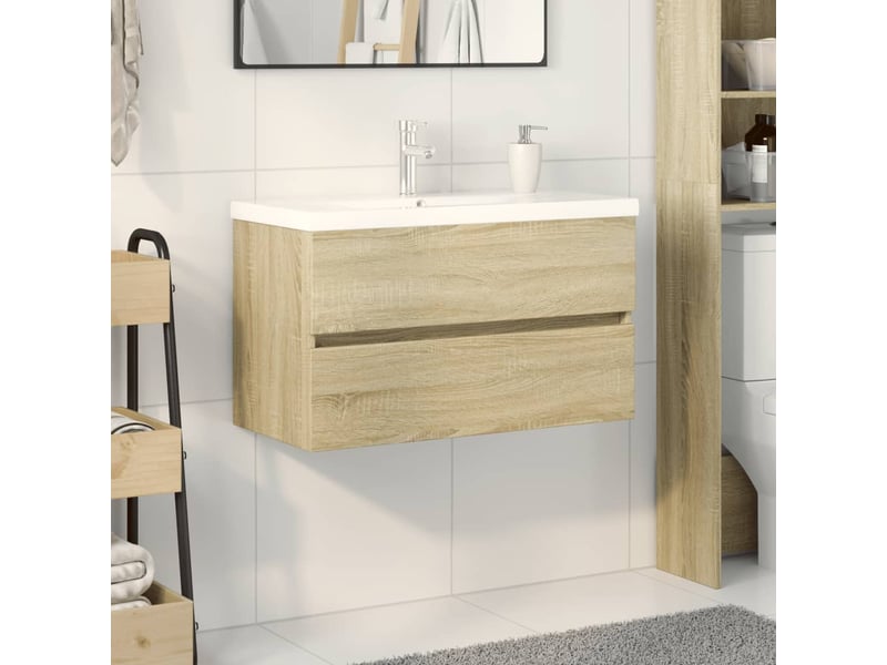  Ensemble de meubles de bain 2 pcs céramique et bois d'ingénierie shl3113  - Conforama B