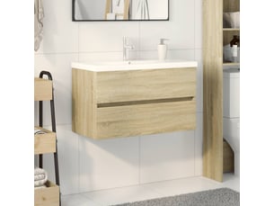 Ensemble de meubles de bain 2 pcs céramique et bois d'ingénierie shl3113