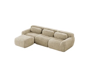 Canapé modulable en l 3 places kaki clair - canapé profond sans cadre en peluche - aucun assemblage