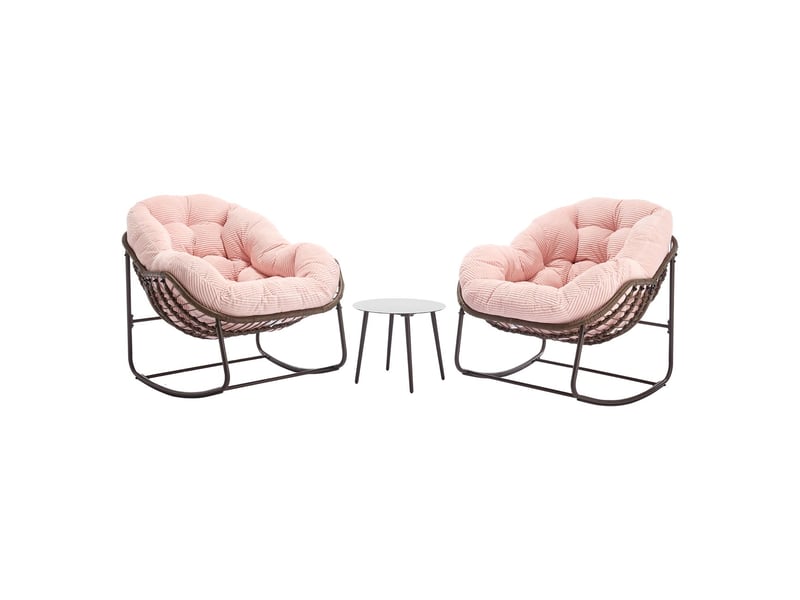  Fauteuil de jardin rotin d’extérieur assise rembourrée dossier intégré fauteuil balancelle  - Conforama E