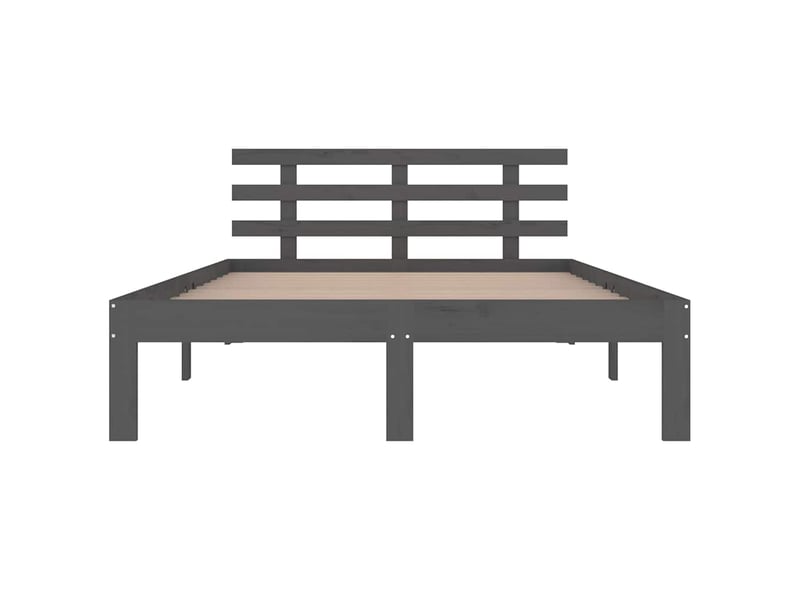 Lit double- lit adulte - cadre de lit sans matelas bois massif gris 200x200 cm - Conforama C