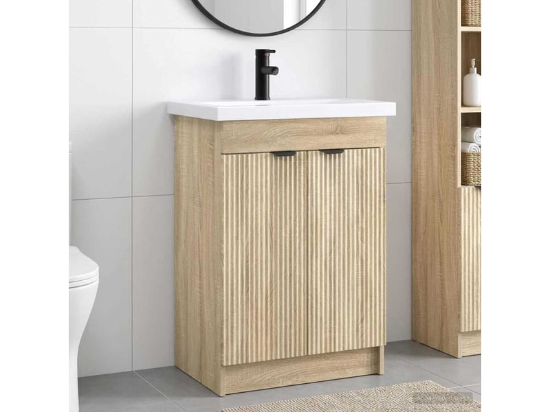  Ensemble de mobilier de salle de bain chêne sonoma shl2785  - Conforama B