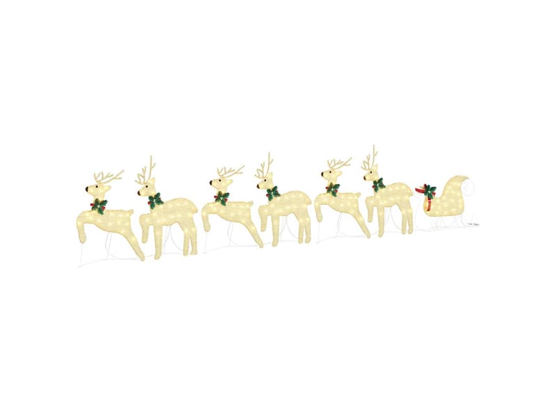 Lot de 7 rennes led, éclairage de noël, décoration de noël doré 43 x 18 x 66 cm tissu cf62099 - Conforama A