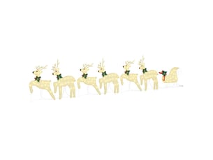 Lot de 7 rennes led, éclairage de noël, décoration de noël doré 43 x 18 x 66 cm tissu cf62099
