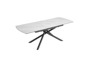 Table de salle à manger ophira – extensible 180 à 230 cm – effet marbre blanc – pieds métal – style contemporain